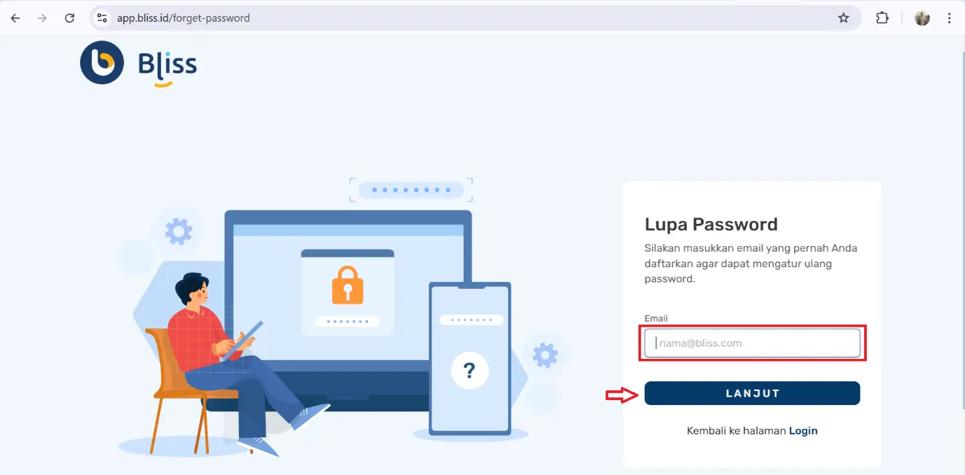 reset password Bliss